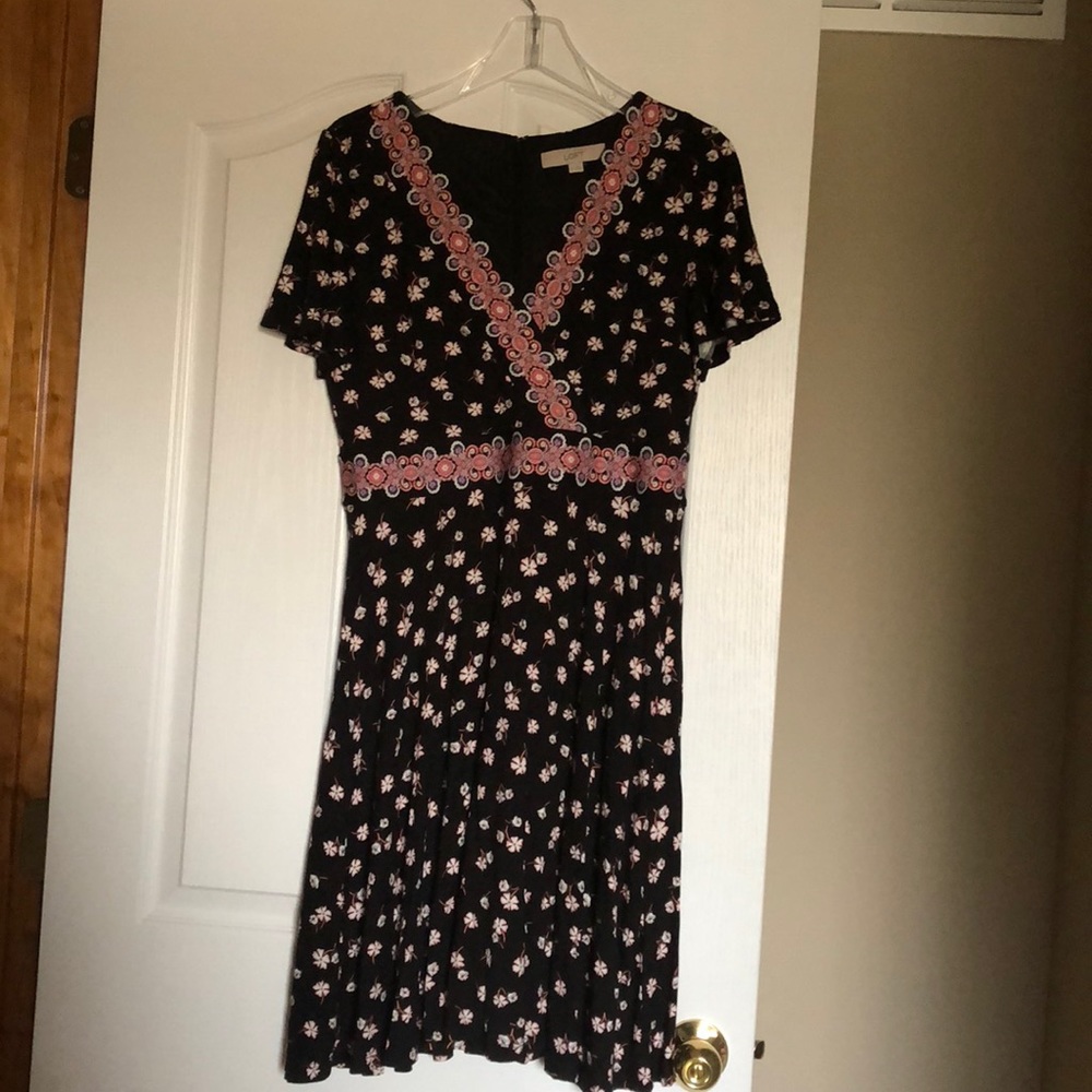 LOFT black floral dress